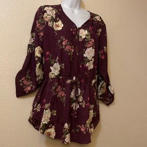 Rue 21 floral top with zipper elastic waist